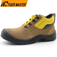 Chaussures de sécurité Tiger Master en cuir suédé marron, anti-perforation, embout en acier, semelle PU antidérapante et résistante à l'huile pour hommes – Idéales pour l'entrepôt