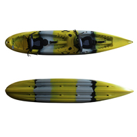 Kayak tandem de tourisme de 13 pieds avec pagaie, bateau en plastique, 2 places, sièges doubles, kayak familial, pêche, canoë à assise surélevée pour la location