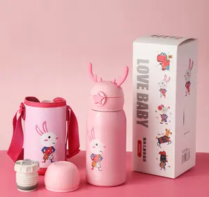 Fuguang venta al por mayor 600ml dibujos animados Rosa botellas de lujo Oem 316 Acero inoxidable niños botella de agua para las niñas de la escuela