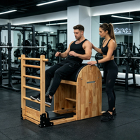 Barril de Pilates de Madera Natural con Espuma de Alta Densidad y Cuero PU, Máquina de Entrenamiento Portátil para Estudio de Pilates