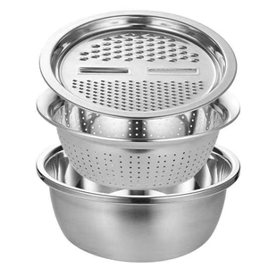 3pcs Outils de cuisine en métal en acier inoxydable Coupe-fruits et légumes Râpe <span class=keywords><strong>Dicer</strong></span> Slicer Set Drain Basin Food Chopper - Product Image 6