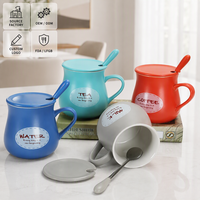 Mug en céramique violet moucheté 420 ml avec logo personnalisé, tasse à café rétro en porcelaine lavande pour cadeau de bureau, conforme aux normes FDA