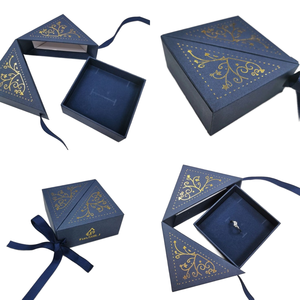 Custom Rigid Double-Door Jewelry <b>Boxes</b> with Printable Brand Logos and Ribbon Ties Premium <b>Gift</b> Packaging <b>for</b> <b>Rings</b> - Product Image 1