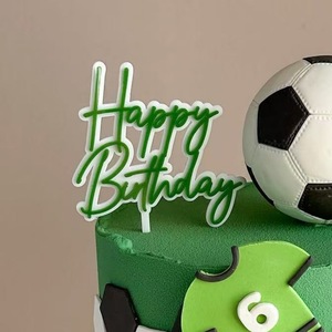 Adornos Reutilizables y Ecológicos <span class=keywords><strong>de</strong></span> Acrílico para <span class=keywords><strong>Pastel</strong></span> <span class=keywords><strong>de</strong></span> Cumpleaños para Niños y Hombres, Diseño Moderno <span class=keywords><strong>de</strong></span> Fútbol - Product Image 3