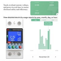 Interrupteur Intelligent RMshebei Tuya pour Maison, Disjoncteur MCB 63A 2P avec Mesure PV WiFi et Protection Tension 220V, Télécommande et Mesure sur Rail DIN
