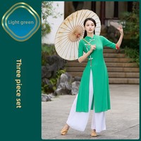 Tenue de performance Cheongsam de danse ethnique classique professionnelle avec logo personnalisé pour femme, ensemble 3 pièces en Spandex, vente en gros pour défilé