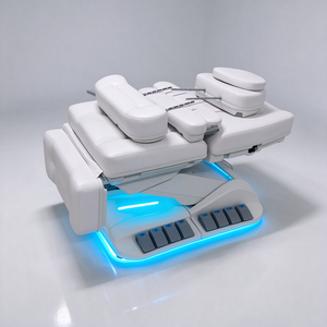 Fauteuil de soin esthétique électrique en cuir PU blanc, 4 moteurs, réglable, avec base LED - Product Image 6