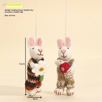 Porte-clés en feutre de laine fait main népalais, en forme de lapin ou d'agneau, style Kawaii, sans rembourrage, ornement, cadeau de Pâques, 31cm-50cm