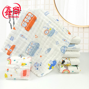 Xinshang – débarbouillette en pur coton pour bébé, 30x30 cm, serviette carrée en gaze à six couches, imprimé dessin animé, hypoallergénique, pour le nettoyage du visage des nourrissons - Product Image 1