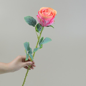 Fleur artificielle Dongchen Crafts Snowflake Rose à tige unique, décoration de mariage, décoration de la maison, grande taille, rose, blanc, champagne - Product Image 1