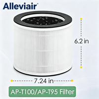 Alleviair AP-T100FL 3-in-1 HEPA Activated Carbon Replacement Filter untuk HoMedics AP-T100/AP-T95/AP-T100-GY Menghilangkan 99,97% dari bahan berbahaya.
