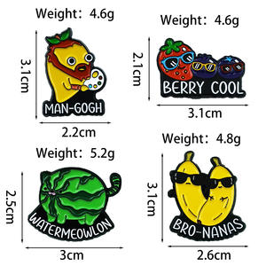 Broches créatives sur le thème des fruits, motifs amusants de dessins animés (pastèque, cochon, mangue et <span class=keywords><strong>peintre</strong></span>), accessoires en émail polyvalents - Product Image 4