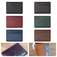 Dompet Kartu Saku Depan Vintage Custom Pabrik, Kulit Asli Crazy Horse, Dompet Mini Slim Pria