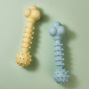 499 MOQ colores personalizables juguetes masticables para mascotas Rosa verde gris mascota masticar hueso juguete goma perro juguete puntiagudo dientes limpiador hueso - Product Image 6