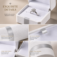 Ensemble d'emballage de bijoux en cuir blanc de luxe, boîte à bagues personnalisée, boîte à colliers, boîte à boucles d'oreilles, étui cadeau rond avec accent argenté OEM ODM