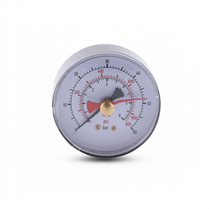63mm Axial Pressure Gauge Red Pointer Dual Scale psi bar Cast <b>Iron</b> for Industrial Measurement - Product Image 1