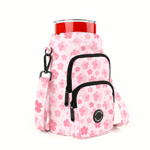 Porte-bouteille d'eau Oxford personnalisé avec poches pour téléphone, distributeur de sacs à déjections canines intégré, organisateur, sacoche de transport pour bouteille - Product Image 2