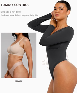 Groothandel op maat gemaakte dames shapewear, één geheel, slankende, full body, buik controlerend, lange mouwen, naadloze shapewear <span class=keywords><strong>bodysuit</strong></span> voor vrouwen - Product Image 2