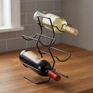 Moderno Porta Botellas de Vino de Metal con Diseño Minimalista para Uso Doméstico con Capacidad para 2 Botellas - Product Image 1