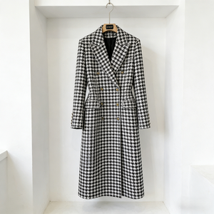 Nuovo Cappotto Vintage in Pile di Alta Qualità <span class=keywords><strong>Primavera</strong></span>-Autunno 2026, Giacca a Vento da <span class=keywords><strong>Donna</strong></span> con Cappuccio Staccabile e Motivo Pied-de-Poule - Product Image 1