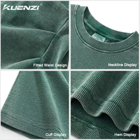 Camiseta de Manga Corta Kuenzi Washed Hot Girl, 280GSM, 96% Algodón, 4% Elastano, Ajustada, Estilo Americano, Elástica para Mujer