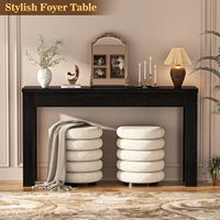 Table console en bois noir gaufré style farmhouse de 47 pouces