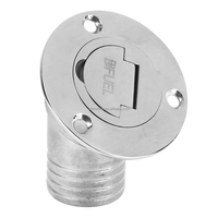 Raccord de traversée de coque courbé en acier inoxydable 316 poli miroir avec petit couvercle rabattable pour remplissage de pont, entrée d'eau et remplissage de carburant pour yachts et VR