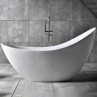 Baignoire autoportante en pierre de résine, baignoire de salle d'eau au design moderne d'hôtel, baignoire de surface solide en acrylique