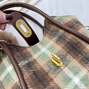 Tweed túi xách cho phụ nữ tartan vai túi cổ điển Crossbody Túi Công suất trung bình thanh lịch Messenger Tote Túi - Product Image 6