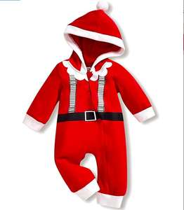 My First Christmas Baby Girl Boy Romper Vêtements de nouveau-né Combinaison à manches longues avec chapeau Ensemble de tenues pour bébé - Product Image 1