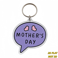 Portachiavi con Bolla di Parola per la Festa della Mamma, Design Viola con Cuori Rosa, Ciondolo in Acrilico Carino e Moderno per Mamme, Mogli e Nonne