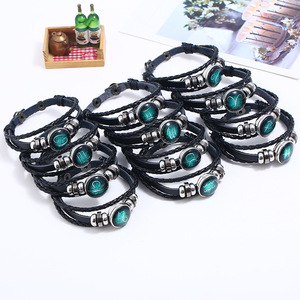 Pulsera Luminosa de Cuero con Signos Zodiacales: Géminis, Leo, Libra, Escorpio, <span class=keywords><strong>Sagitario</strong></span>, 12 Constelaciones, Joyería para Hombre - Product Image 2