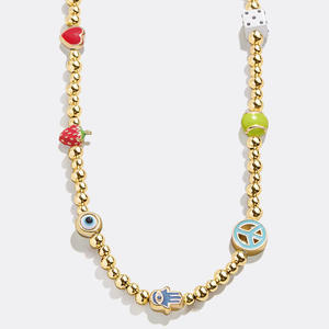 DIY chapado en oro colorido esmalte mal de ojo fútbol flor árbol fruta colgante collar - Product Image 6