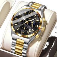 Montre pour homme POEDAGAR 688, luxe, affaire, cadran à trois aiguilles, chronographe multifonctionnel, calendrier, semaine, acier inoxydable