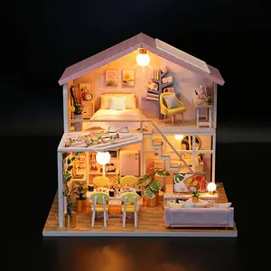 diy miniatur haus kit japanischen Suppliers-DIY Puppenhaus Kit Miniatur Puppenhaus mit Holz japanischen Stil