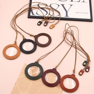 Loupe vintage en cuir PU avec étui de rangement, loupe à suspendre au cou, accessoire de lecture avec cordon - Product Image 4