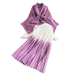 Conjunto de dos piezas para <span class=keywords><strong>mujer</strong></span>, conjuntos de S elegantes de Otoño de alta calidad para <span class=keywords><strong>mujer</strong></span>, <span class=keywords><strong>traje</strong></span> de fabricantes, falda superior, 2 faldas, ropa de diseñador - Product Image 2