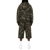 Ensemble de survêtement pour homme en coton lourd 100% personnalisé, motif camouflage, pantalon de jogging ample à jambe droite et sweat à capuche, ensemble 2 pièces