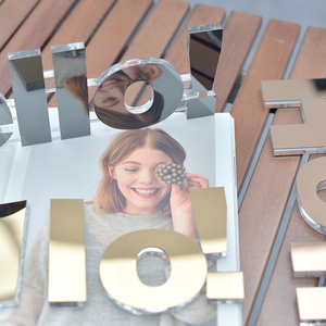 Auto-adhésif acrylique or en trois dimensions personnalisé 3D lettre mur logo logo - Product Image 3