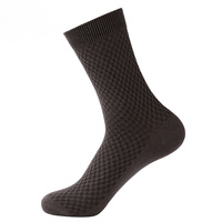 Chaussettes d'équipage pour hommes en fibre de bambou de couleur unie classique pour l'été, l'automne, vêtements de cérémonie décontractés avec motif de lettres