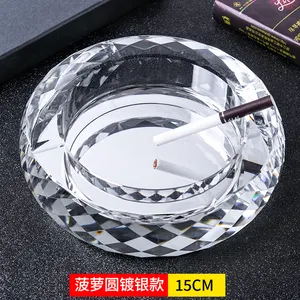 Crystal Glass Ashtray Circular Creative And Fashionable European Style Large Living Room Office Home KTV Ashtray Customization