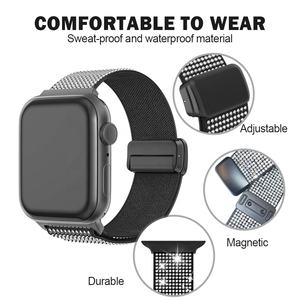 Correa de Repuesto Elástica de Nailon con Hebilla Magnética de Lujo Bling 2026 para Reloj Iwatch, Compatible con Apple Watch 10/9/8 46mm 42mm 49mm SE - Product Image 3