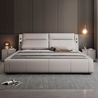 Modernes Luxuriöses Holz-Schlafzimmermöbel-Set mit Weich Gepolstertem Super-King-Size-Bettgestell aus Leder mit Stauraum für Erwachsene