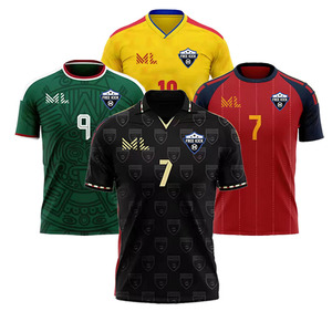 Camisetas de Fútbol Personalizadas con Transferencia de Calor para Hombre, Manga Corta, Transpirables, de Secado Rápido, Conjuntos de Uniformes de Fútbol 100% Poliéster - Product Image 1