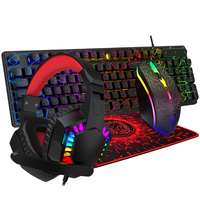 Ensemble clavier et souris 4-en-1 filaire rétroéclairé pour PC Gamer – Kits DIY personnalisables pour ordinateur portable – Effet craquelé – Quatre pièces
