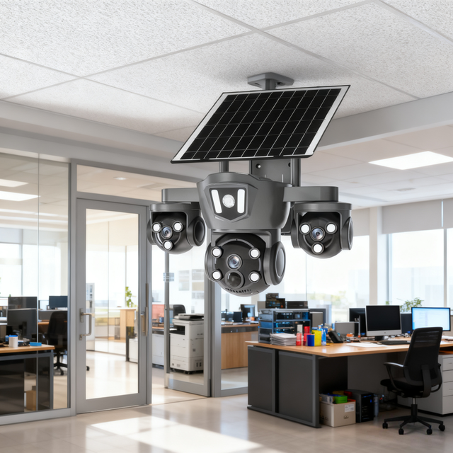 High Definition 4G/WiFi Solar CCTV Camera with Three Lenses for Enterprise & Household Use Optional Memory Card for Safety