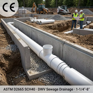 Tubo di Drenaggio PVC SAM-UK DWV ASTM D2665 Sch40 1-1/4"-8" UPVC <span class=keywords><strong>per</strong></span> <span class=keywords><strong>Acque</strong></span> <span class=keywords><strong>Reflue</strong></span> Residenziali e Commerciali, Sistema di Scarico Personalizzato - Product Image 2
