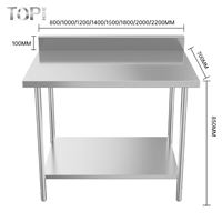 Table de travail en acier inoxydable 304 poli, résistante à la corrosion, avec rebord de 100 mm, double, pour cuisine commerciale - Vente en gros usine