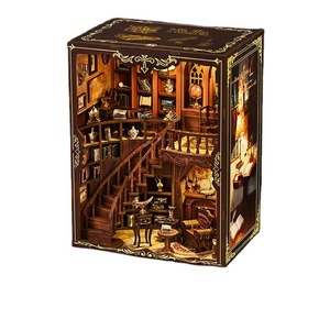 Serre-livres DIY Maisonnette Charme Ancien, Créativité Librairie, Modèle de Maison Miniature 3D à Assembler Fait Main - Product Image 5