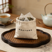 Mini pochette à bijoux en lin texturé, sac à thé en lin avec cordon de serrage, sac cadeau